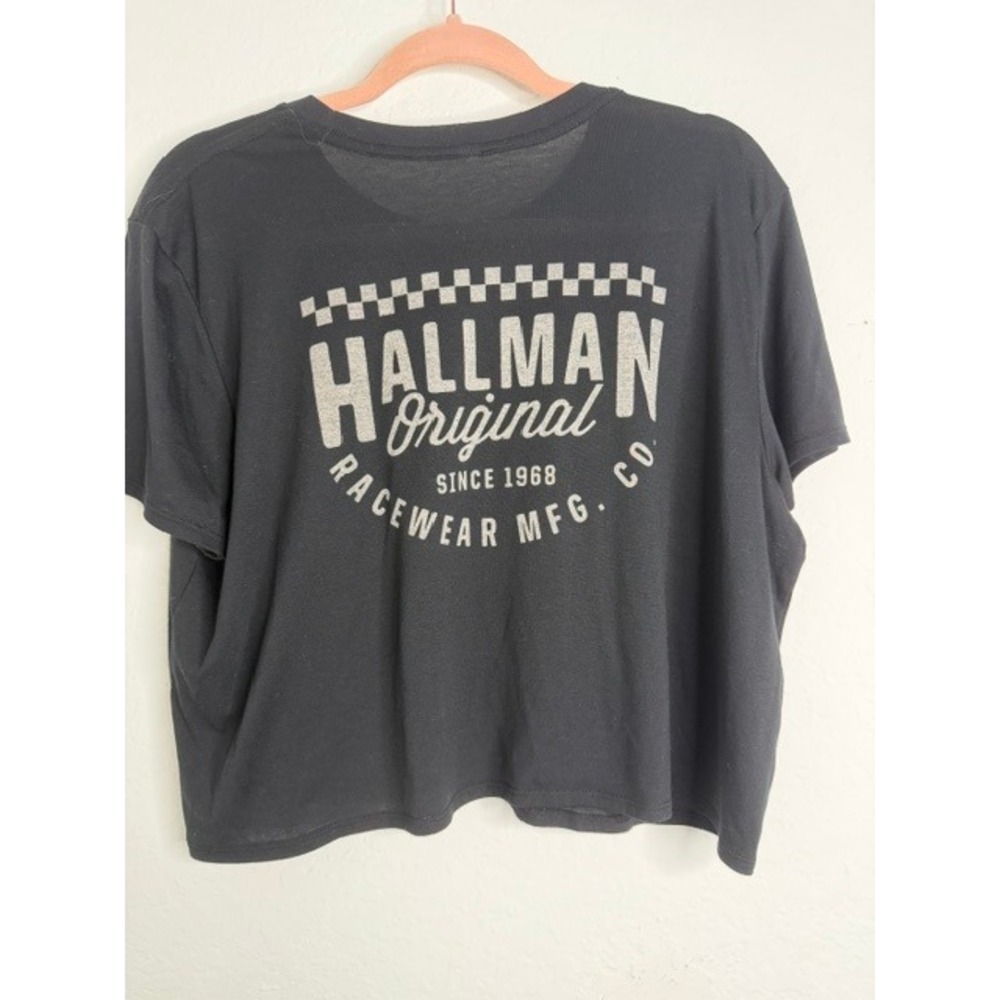Hallman Original Racewear Mfg Co Graphic Cropped T-Shirt Black Women XL
